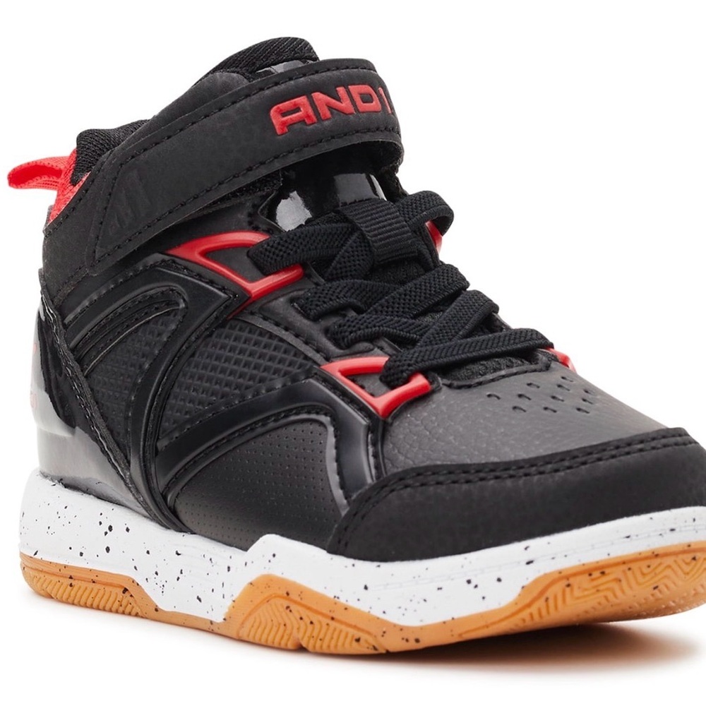 AND1 Kids Black and Red High-Top Sneakers